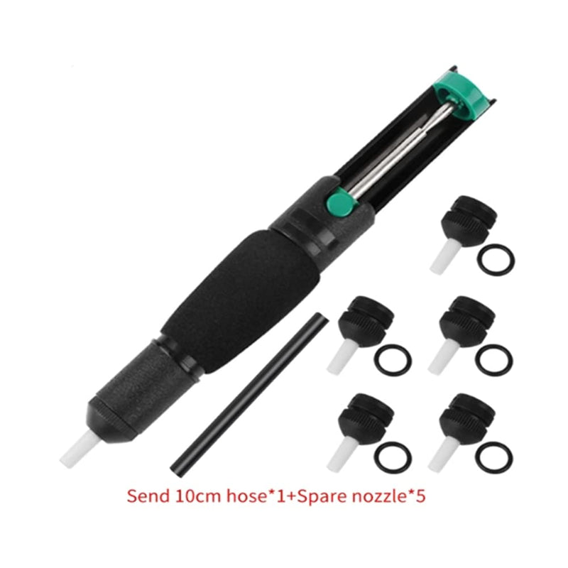 Double Ring Desoldering Suction Pump Made of Plastic, Powerful Soldering Suction Vacuum Cleaner with 5 Additional Nozzles