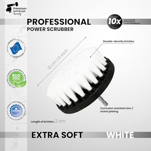 Premium Drill Brush, Extra-Soft 13cm, White, Car and Carpet