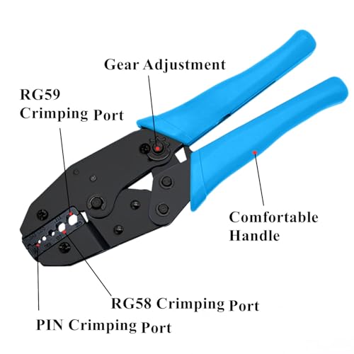 Gaobige Coaxial Cable Tool Kit - BNC Crimp tool for RG58, RG59, RG62, RG174, 20PCS BNC Male Crimp Connectors for RG58 and 10PCS Female to Female Connectors, Heat Shrink Tubing Cable Tester, Stripper