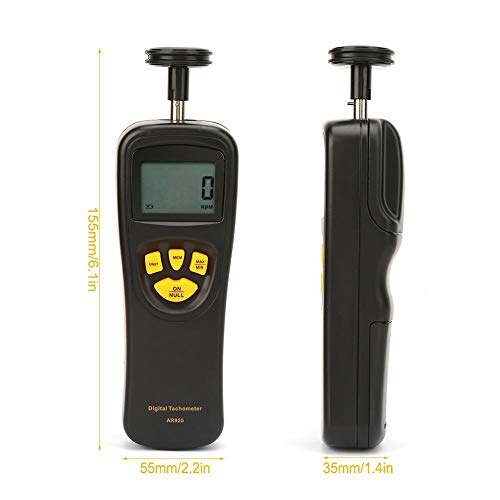 Digital Tachometer, LCD Handheld Contact RPM Meter 0.5-19999 RPM, High Precision Test Counter with Max/Min/LAST Data Backlight Holding Functions