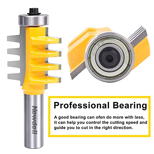 Newdeli 1/2 Inch Shank Tongue and Groove Router Bit Set & Reversible Finger Joint Router Bit - 3pcs Carbide Joinery Wood Milling Cutter for DIY Door Table Cabinet Shelve Furniture