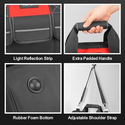 TOPEX 16 Inch Wide-Mouth Tool Bag with Adjustable Shoulder Strap
