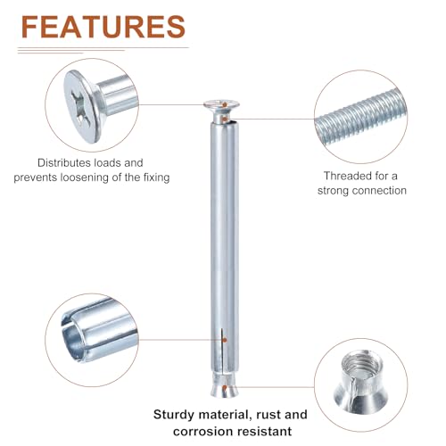 DTGN 10Pack 3/8"x6" Flat Sleeve Anchors Carbon Steel Silver