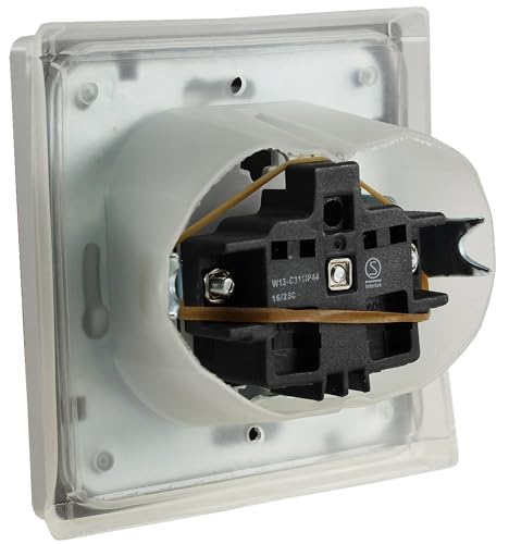 ChiliTec Delphi IP44 Flush-Mounted Socket, White | 250V 16A Protective Contact, Hinged Cover with Seal, Suitable for Indoor and Outdoor Use, Increased Contact Protection, Ideal for Bathrooms and Kitchens