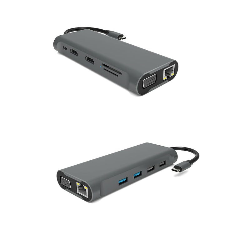 USB C Hub 11 in 1 Docking Station with HDMI, SD/TF, USB 2.0, USB 3.0,VGA, RJ45 Ethernet Ports,100W PD, Triple Display or Dual Monitor with 2 HDMI +VGA,for Dell HP Lenovo Surface MacBook Laptop