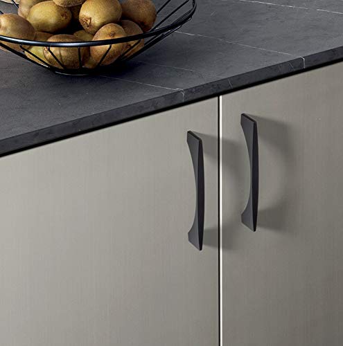 Goo-Ki 5'' Modern Cabinet Pull Matte Black Drawer Handle Wardrobe Cabinet Hardware,6 Pack 074 5'' Hole Centers
