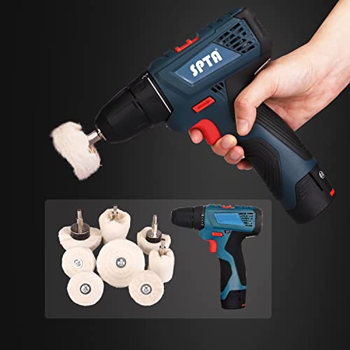 Polishing Disc for Drill, SPTA Polishing Attachment Cordless Screwdriver – Includes High-Quality Hex Shank – Gentle Polishing Wheels for Drill – 8-Piece Polishing Attachment -PMMIX001