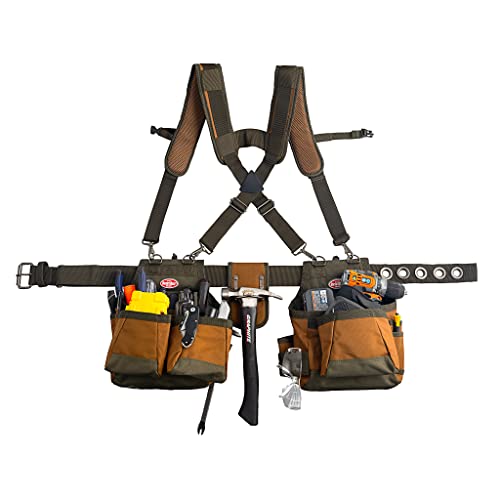 Bucket Boss - AirLift Tool Belt with Suspenders, Tool Belts - Original Series (50100), Brown, 52 Inch & SWANSON Tool Co S0101 7 Inch Speed Square, Blue