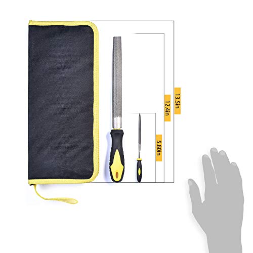 Metal File Set, Large Flat File/Half-Round File/Triangle File/Round File Black-17pcs