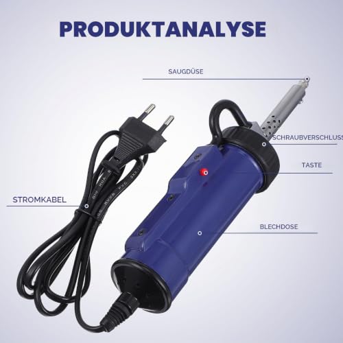 HOMSFOU Electric Desoldering Pump with Strong Suction Power and Interchangeable Nozzles, Quick Heating, Portable Desoldering Tool for Precise Removal of Solder for Electronic Devices, EU Plug
