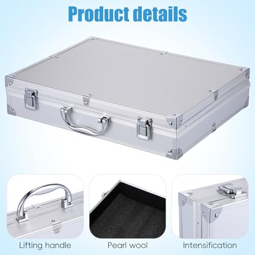 Sewroro Lockable Aluminum Alloy Toolbox Portable Carrying Case with Handle Tools Container for Home Garage Workshop Office Travel 14.56 X 11.22 X 2.95 in Silver