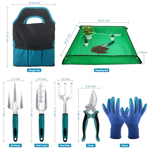 7 Piece Gardening Kit with Non Slip Ergonomic Handle + Garden Tools 7 Pack Garden Tool Set with Ergonomic Non-Slip Handle