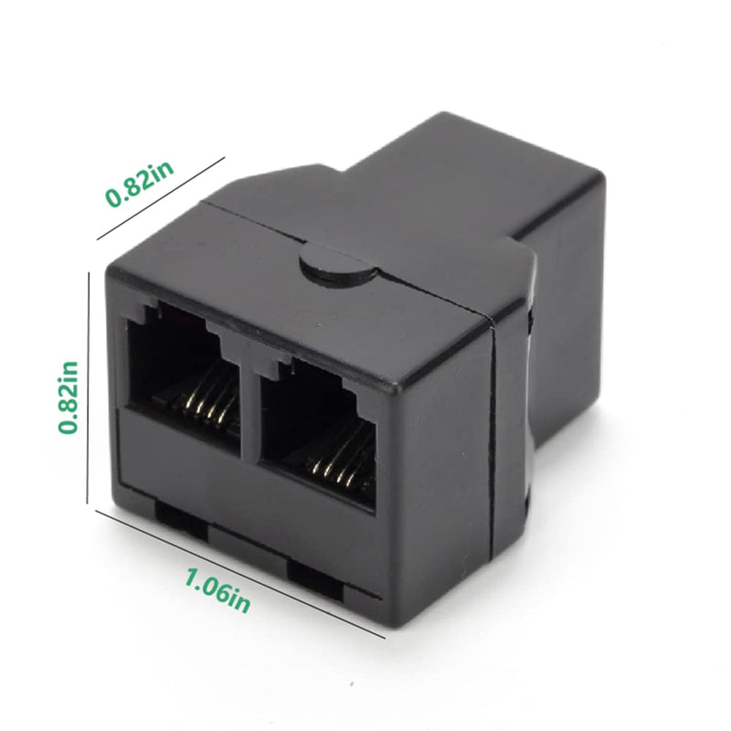 Vthahaby Phone Line Splitter,Telephone Splitter,with RJ11 6P4C Plugs,Suitable for Telephone,Fax Machine,Black (Black 5Pack)