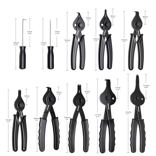 WISEUP 10-Piece Snap Ring Pliers Set, Heavy Duty Circlip Pliers Kit