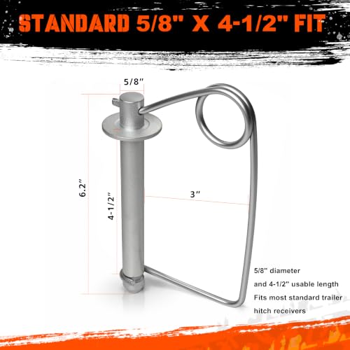 5/8" Locking Trailer Hitch Pin for Standard Receivers & Couplers, 4-Pack