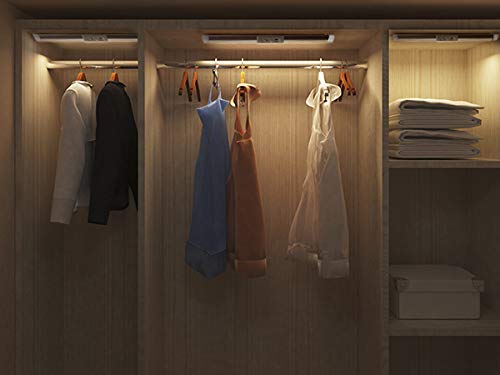 Joyzy Automatic Closet Lighting Motion Sensor RechargeableBattery Operated Closet Light with Eye-Protection DesignUnder Cabinet Light LED for Wireless Pantry Light wardrobeLights(30cm-2pack) Cold White 12.2''-2pack