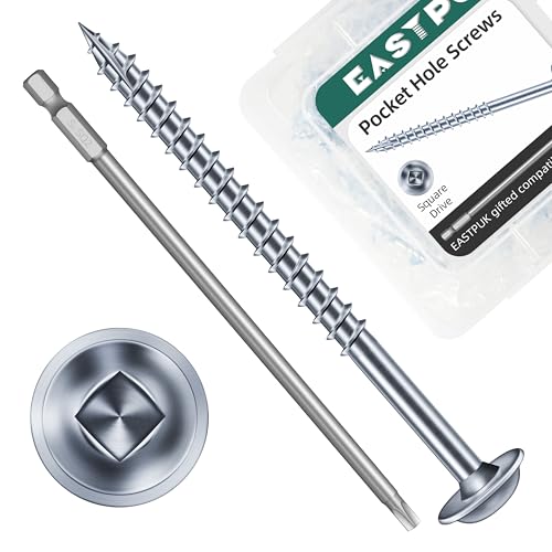 (8Sets) 3/8" x 6" Hex Head Lag Bolts & 100Pcs #8 Pocket Hole Screws 2-1/2 Inch, Heavy Duty Lag Screws with Washers, Self-Tapping Tip Square Drive Wood Screw for Furniture with 150mm Drill Bit