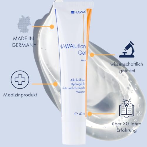 NAWA Lution Gel Hydrogel for Cleansing, Decontamination, Moisturising and Healing Acute and Chronic Wounds 40 g