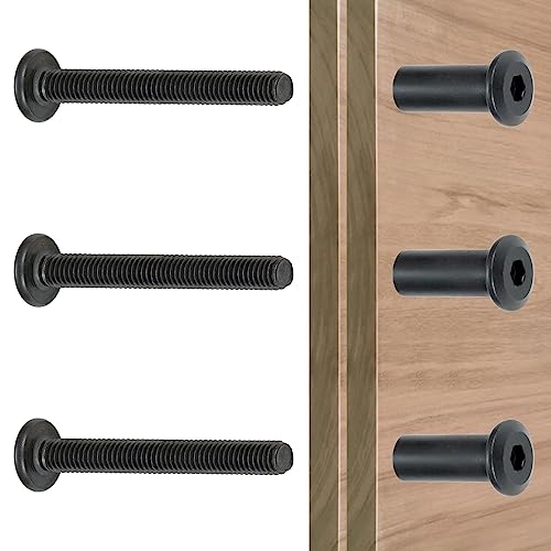 100 Pcs M8x50mm Black Furniture Bolts for Furniture,Mechanical Assembly 100