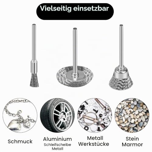 45 Stainless Steel Wire Brush Set T Brushes for Drill | 45 T shaped stainless steel wire brushes plus tweezers for drill, polishing, grinding and cleaning.