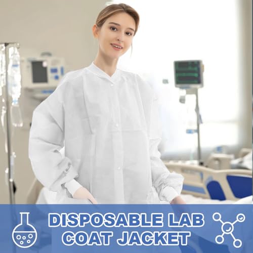 1 x disposable protective gown, polypropylene, disposable gown, with contact closure, breathable, disposable protective gown, white