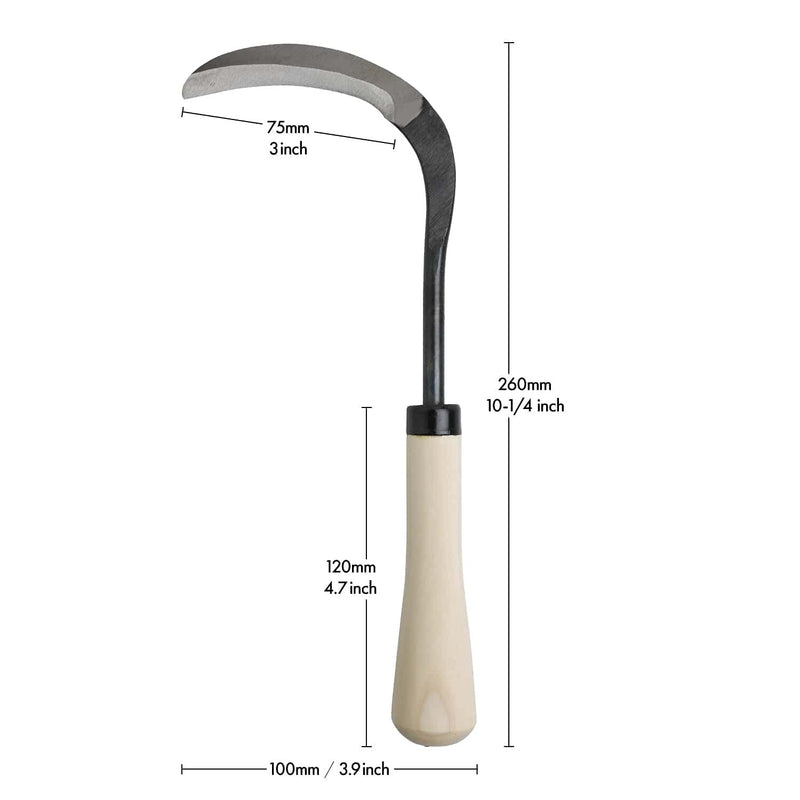 Wazakura Bonsai Repotting Sickle MADE IN JAPAN, Japanese Gardening Tool for Transplant - 3inch(75mm) Blade 3inch(75mm) Blade Beige