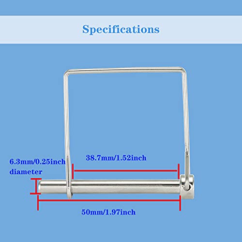 Heavy Duty Trailer Hitch Pins, Safety Coupler Pins 1/4 Inch Diameter, 1.97 Inch(50mm) Length, 316 Stainless Steel(4 Pcs)