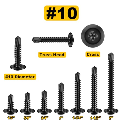 Mywish 430PCS Self Tapping Screws Assortment Kit & 155Pcs Black Self Tapping Screws for Metal, Truss Head 410 Stainless Steel Self Drilling Screws, Sheet Metal Screws Assortment Kit