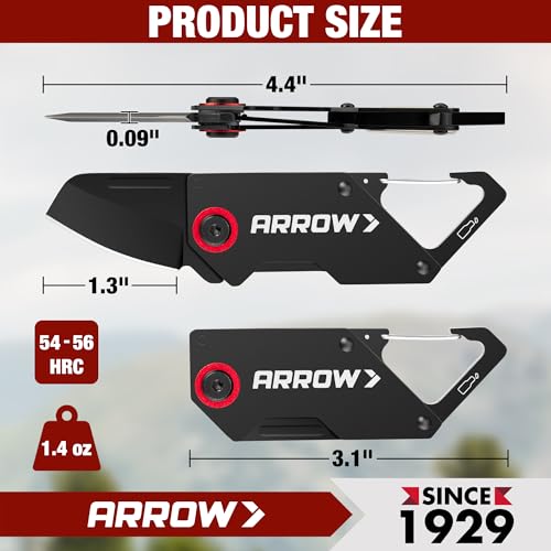 ARROW Tool Belt Heavy-Duty, Electrician Tool Pouch with 10 Pockets & Small Folding Pocket Knife, EDC Mini Pocket Knife
