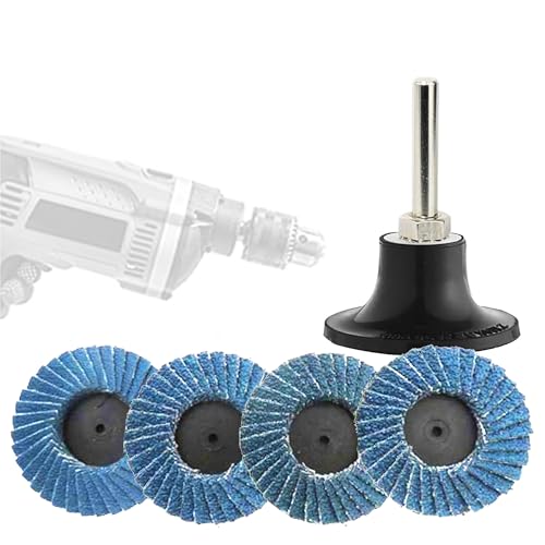 Pack of 32 Flap Discs 50 mm for Drill, 2 Inch Sanding Discs Grit 40/60/80/120 Zirconia Corundum Grinding Disc with 6.35 mm Adapter for Metal Wood Steel Fast