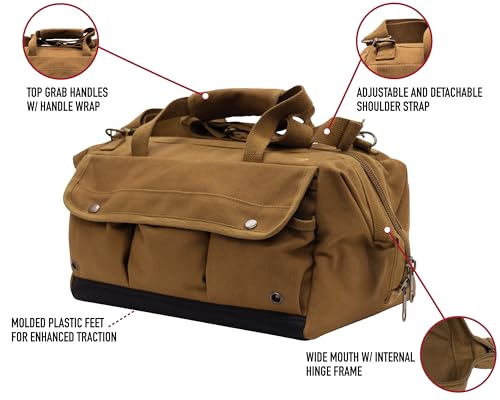 Rothco Renovator Tool Bag – 26 Tool Pocket Canvas DIY Work Equipment Gear Organizer Work Brown
