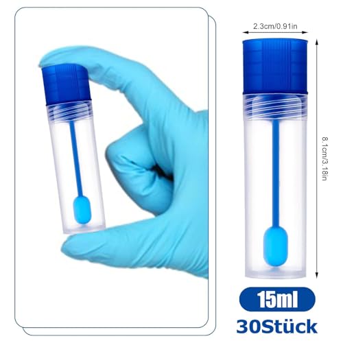 Pack of 30 Chair Sample Tubes, 15 ml Poop Sample Tubes Dog Cat with Spoon Practical Sample Tubes Dog for Pet Tests Also Pack of 30