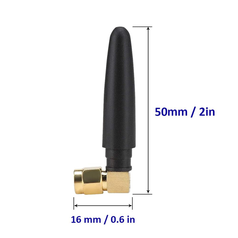 AW050 (2-Pack) Mini Dual Band WiFi Antenna, 2.4GHz 5GHz 5.8GHz MIMO RP-SMA Male Right Angle connectors for WiFi FPV USB Adapter Computer PCIe Card, Wireless Back Up Camera WiFi Router