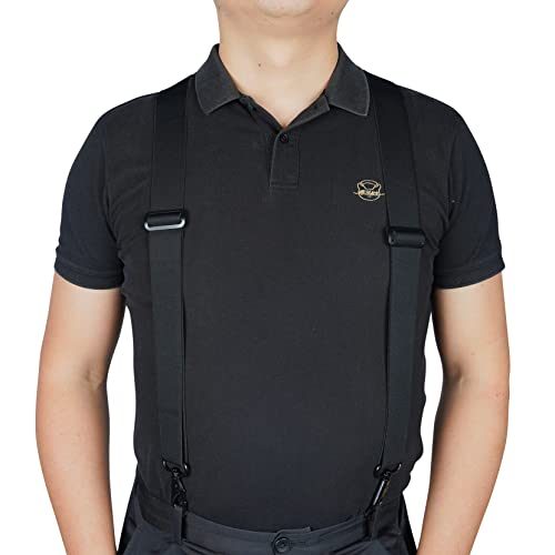 MELOTOUGH Tool Belt Suspenders Tool Harness for Heavy Duty Work Movable shoulder Pads,Mens Suspender 1.5 Inch Wide X Back Suspenders Black Adjustable Elastic Suspenders Braces