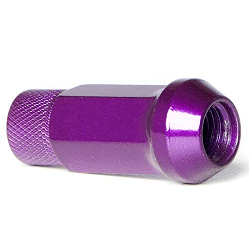 Circuit Performance Forged Steel Extended Open End Hex Lug Nut for Aftermarket Wheels: 12x1.25 Purple - 20 Piece Set + Tool
