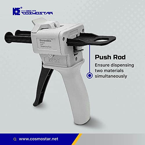 Cosmostar Mixing and Dispensing Gun, Impression Mixing Dispensing AB Gun Ratio 1:1/1:2 for 50ml, Compatible with 3M Adhesive 04747 cartridges, CosmoMix Mixing Epoxy Cartridge Dispenser Gun 1:1/2:1 - 1 Pcs