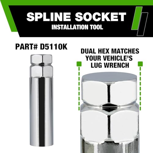 DPAccessories Lug Nuts Compatible with 2020-2025 Jeep Gladiator | Black Spline Style | Aftermarket Aluminum Wheels Only | Set of 20 Wheel Nuts & 1 Tool | DJEGLA01A-BK/1 2020-2025 Aftermarket Wheels