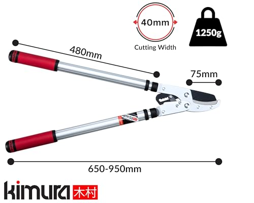 Kimura® Pro Heavy Duty Garden Loppers - 25-37", Premium Anvil Lopper with Advanced Ratchet Mechanism, Lightweight Telescopic Handles, Japanese SK5 Steel Blades, Extendable Garden Loppers 25"-37" Ratchet