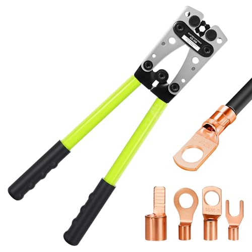 Battery Cable Lug Crimping Tool For Copper Battery Terminal Connectors,Wire Crimper Tool for AWG 10-1/0 battery Cable Ends Crimper Lugs with Wire Shear Cutter Crimper and Cutter
