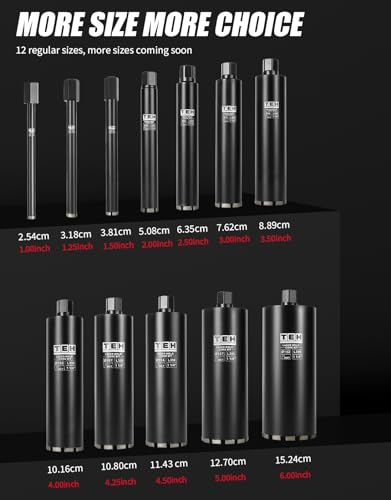 2 Inch Wet Diamond Core Drill Bit, 1-1/4" UNC Thread, 14" Drilling Depth, Fast-Cutting Hole Saw for Reinforced Concrete, Block & Hard Masonry 2 INCH