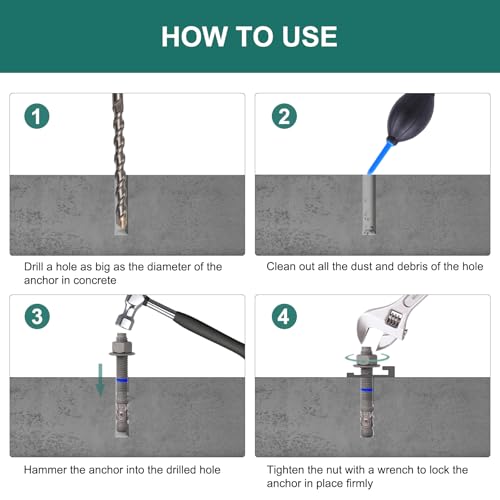 1/2" x 5-1/2" Concrete Anchors (10 Pack) 1/2 inch Wedge Anchors Bolts Hot Dip Galvanized 1/2"x5-1/2" (10 PCS)