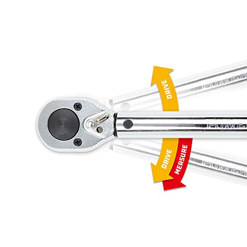Powerbuilt 3/8-Inch Micrometer Torque Wrench, 5-80 Foot/Pounds and 0.7-11.2 Meter/Kilograms, Reversible Ratchet Clicks, Lockable - 644998 3/8 in.