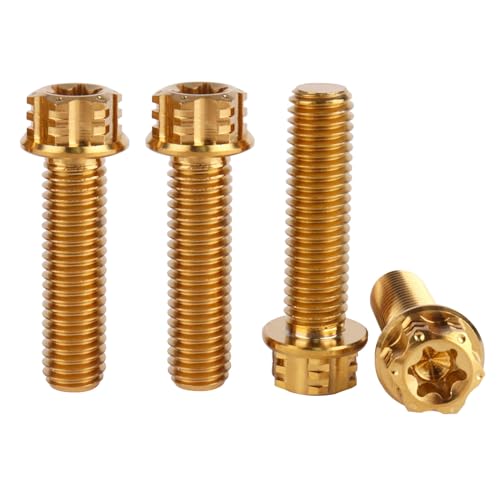 4Pcs Titanium Bolt Flange Torx Head M8 M10 x 20 25 30mm Screw Bolt for Motorcycle Car Modifications (Gold, M8x30mm) Gold M8x30mm Pitch 1.25
