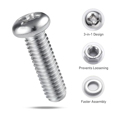 537Pcs M3 M4 M5 M6 Bolts Assortment Kit, Metric Machine Screws Phillips Pan Head Nuts Bolts Washer Assortment Kit, 304 Stainless Steel for Household Repairs,Electrical Wall Plate Switch M3/4/5/6 537PCS Machine SS