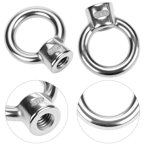 QWORK Lifting Eye Nut, 20 Pack, 3/8" UNC Marine Grade Stainless Steel 316
