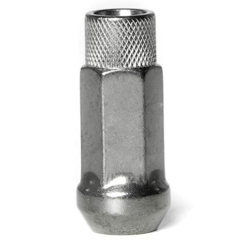 Circuit Performance Forged Steel Extended Open End Hex Lug Nut for Aftermarket Wheels: 12x1.25 Hyper Black - 20 Piece Set + Tool