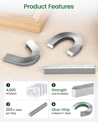 meite Picture Frame Nails 10mm(3/8-Inch) Length Hardwood V Nails 4,000 Pcs 10mm (3/8-Inch) 1 box
