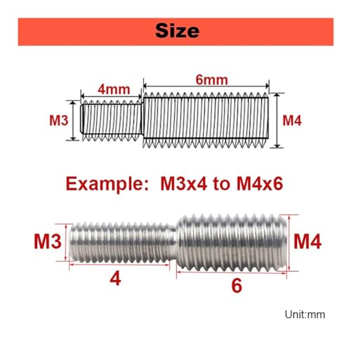 304 Transfer Screw Stainless Steel Thread Adapter Male to Male M3 M4 M5 M6 M8 M10 M12 M14 M16 to M20 Double Head Transfer Screw Bolt (M6x20-M10x20,4) M6x20-M10x20 4