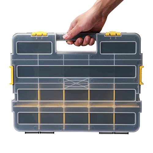 MIXPOWER 2 Pieces 34-Compartment Toolbox Organizer sets, 20 Removable Dividers, Black/Yellow, 2 Pieces Set, Excellent for Screws, Nuts, Small Parts