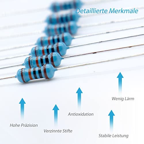 Resistor Combination Kit, 1 Ohm-3M Ohm, 1/4 Metal Film Resistor Kit (130 Value 2600 Pieces)
